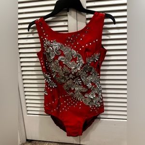 Vintage Ruby Sequin Majorette, Rhythmic gymnastics, figure skating bodysuit
